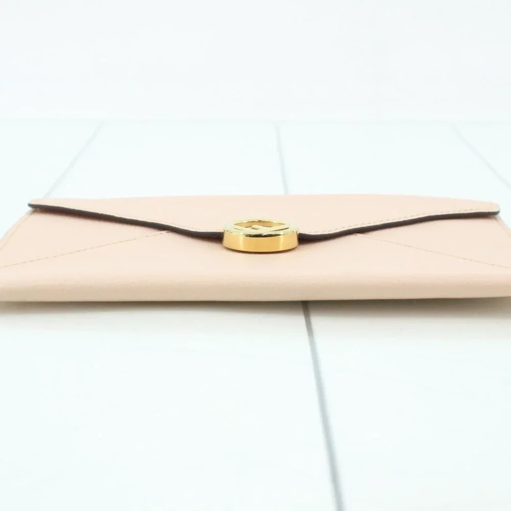 Fendi Blush-Beige Leather Envelope Clutch - Picture 3 of 6